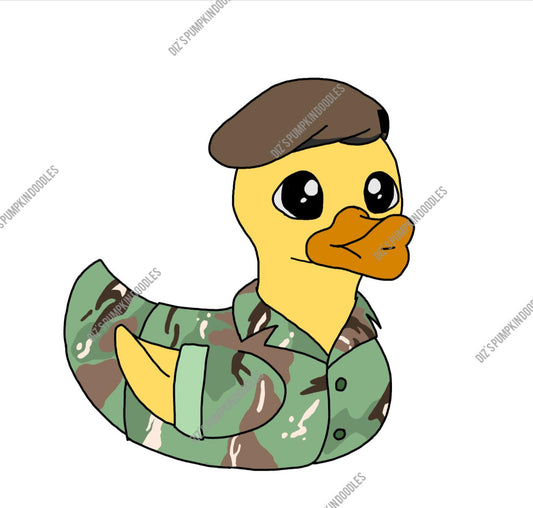 Camouflage Duck Sticker | Armed Forces | Army | die cut stickers, hand drawn,