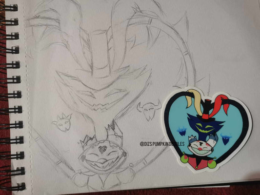 HB Asmodeus & Fizz Sticker Holographic | Helluva Inspired | die cut stickers, hand drawn,