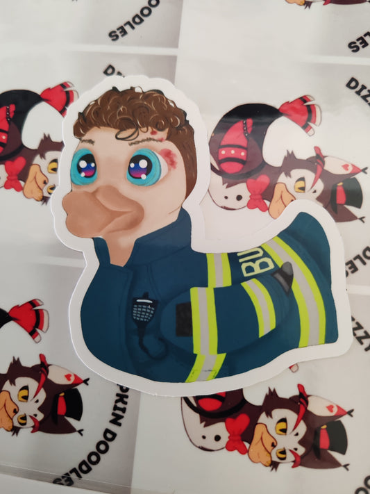 9-1-1 characters Duck Sticker | die cut stickers, hand drawn,