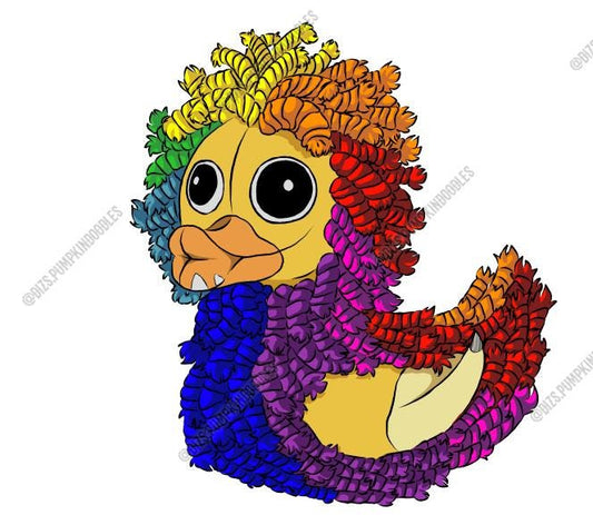 Yarn Rainbow Duck | Wool | Colourful Duck | die cut stickers, hand drawn,