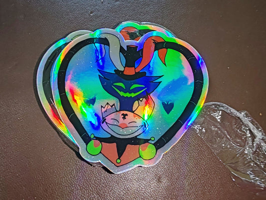 HB Asmodeus & Fizz Sticker Holographic | Helluva Inspired | die cut stickers, hand drawn,