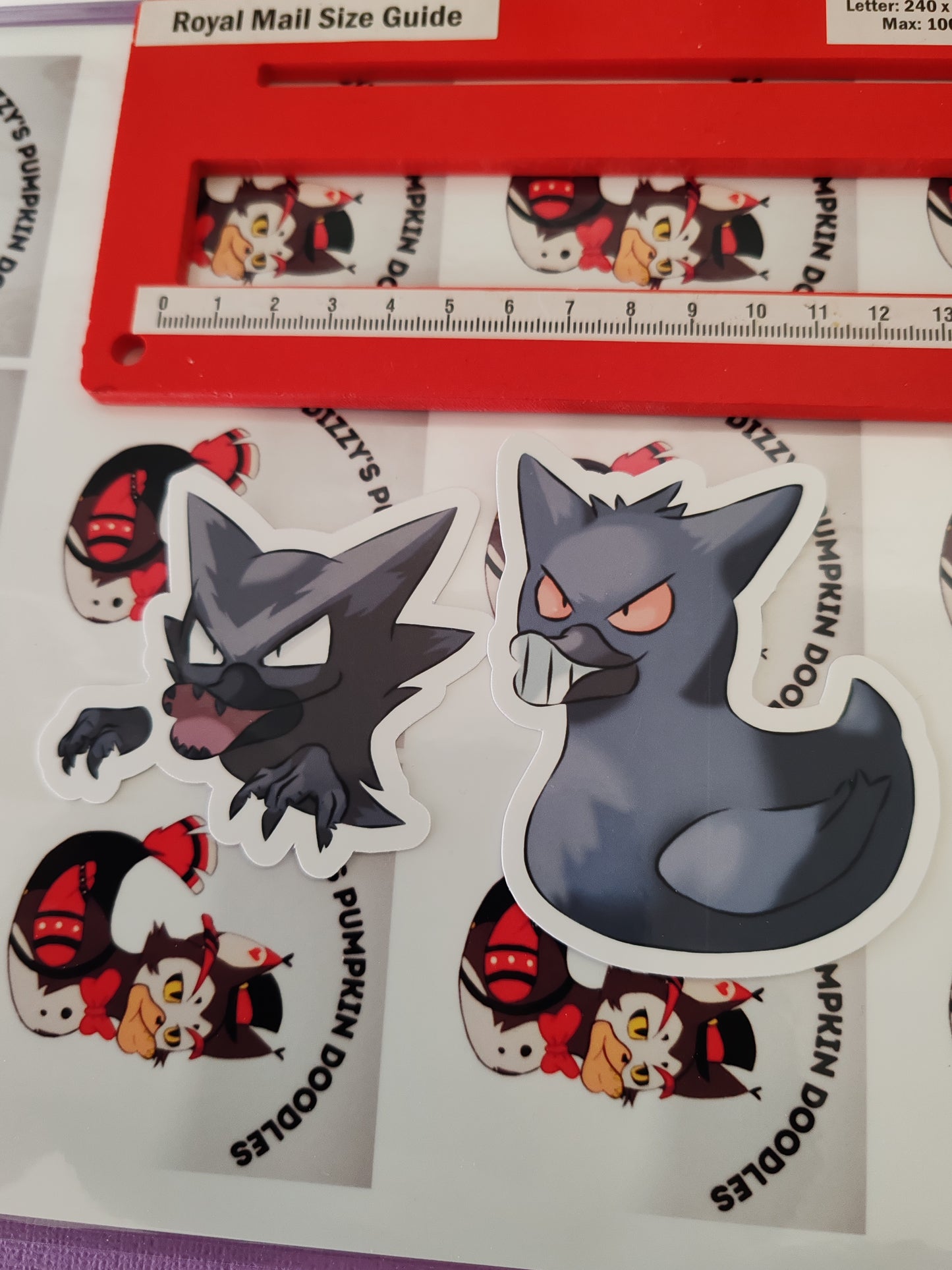 P Haunter and Gengar Duck sticker | game inspired | die cut stickers, hand drawn,