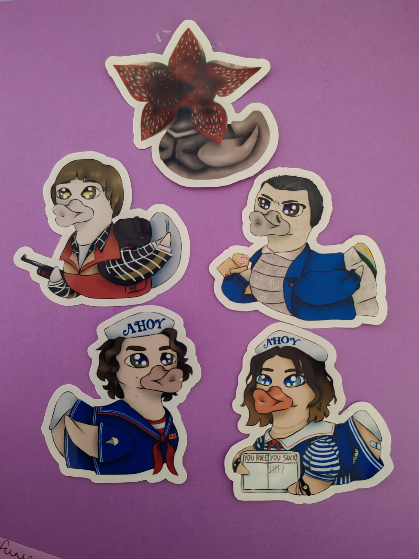 ST Duck Stickers| things that are stranger | die cut stickers, hand drawn,