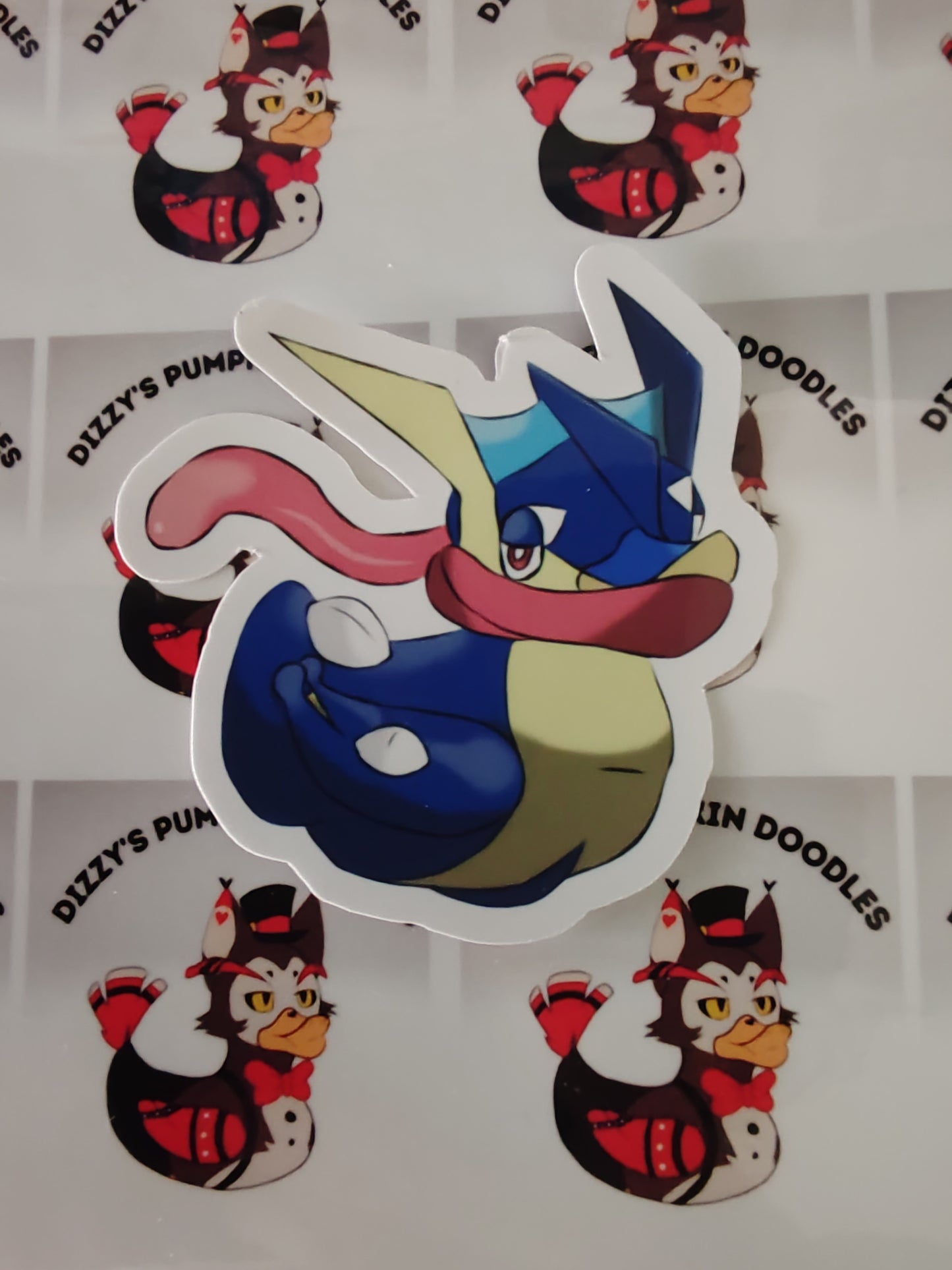 P Greninja Duck sticker | game inspired | die cut stickers, hand drawn,