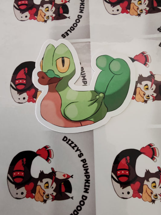 P Treecko Duck sticker | game inspired | die cut stickers, hand drawn,